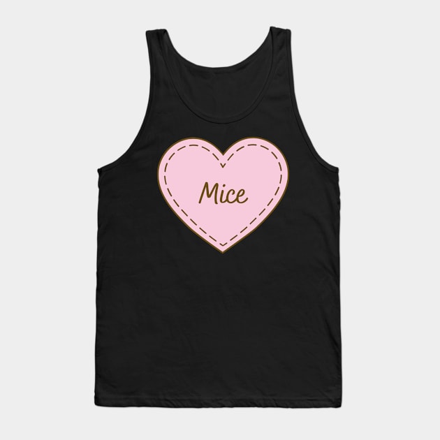 I Love Mice Simple Heart Design Tank Top by Word Minimalism